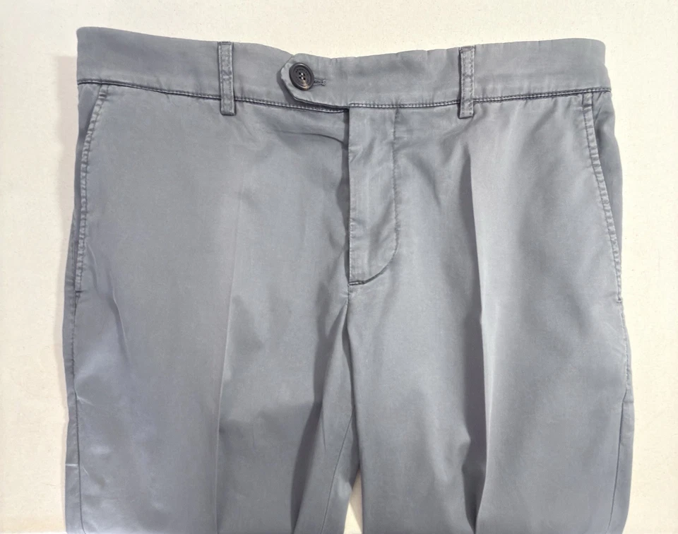 Brunello Cucinelli Chino 长裤灰色 100% 棉 50IT 34US 二手状况完好 — 第 2/4 张图片