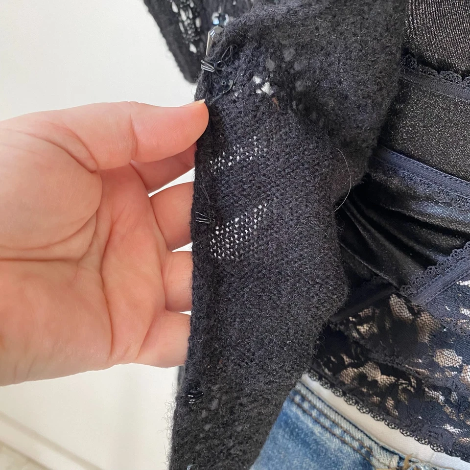 VTG Nine & Co Womens Y2K Beaded Knit Cardigan Sweater Size M/L Whimsigoth Grunge - Image 3 of 4