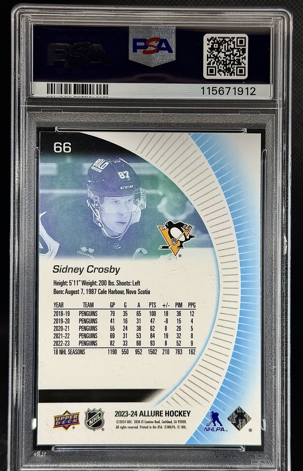 2023-24 Upper Deck Allure - Sidney Crosby #66 PSA 10 POP 6 view 2