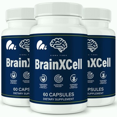BrainXCell Capsules, Brain X Cell Pills - Memory, Focus, & Brain Health - 3 Pack