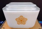 VTG Corning Ware Pyrex Butterfly Gold Fridgie Dish With Lid  RARE!