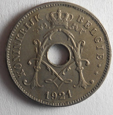 1921 BELGIUM 10 CENTIMES - AU - Rare High Value Coin - Lot #B17