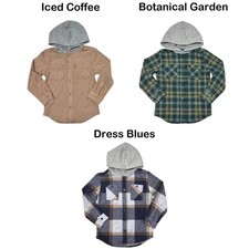 Levi's Boys Warm Regular Fit Button Up Flannel Hooded Overshirt