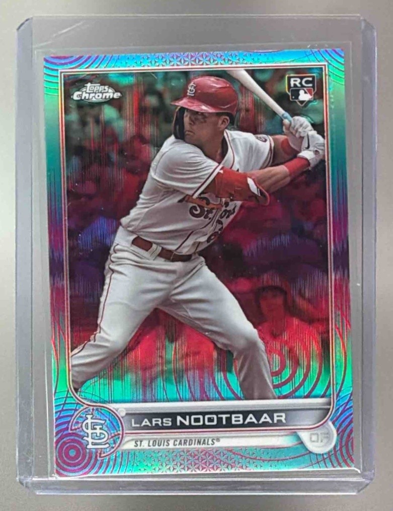 2022 Topps Chrome Sonic Lars Nootbaar #19 Aqua/Pink Pulse Refractor /199 RC