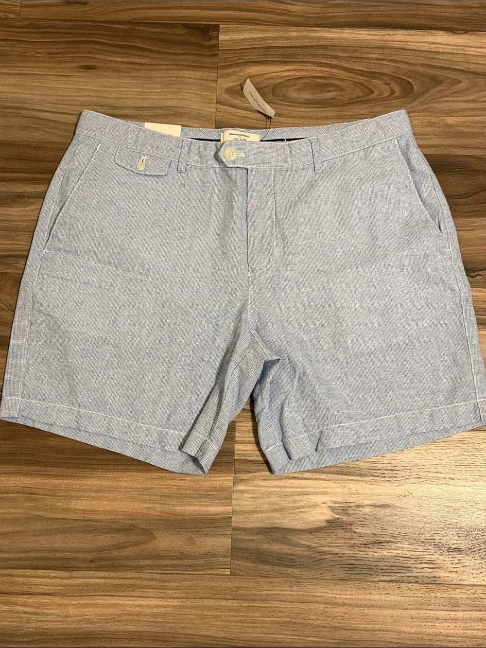 Banana Republic Linen Blend Blue Checkered Shorts 7” Inseam Men’s Size 35