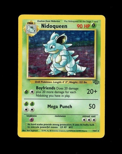 1999 WOTC Pokemon JUNGLE NIDOQUEEN HOLO 7/64 RARE! MP 