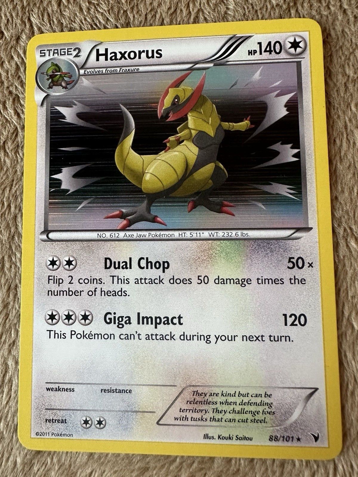 2011 Pokémon TCG Noble Victories Haxorus Holo Rare 88/101 LP