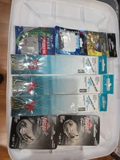 Lot of 8- Snelled Porgy RIg, Bait Holder Hooks 3/0, Tsunami Swivels, Fluke Rigs