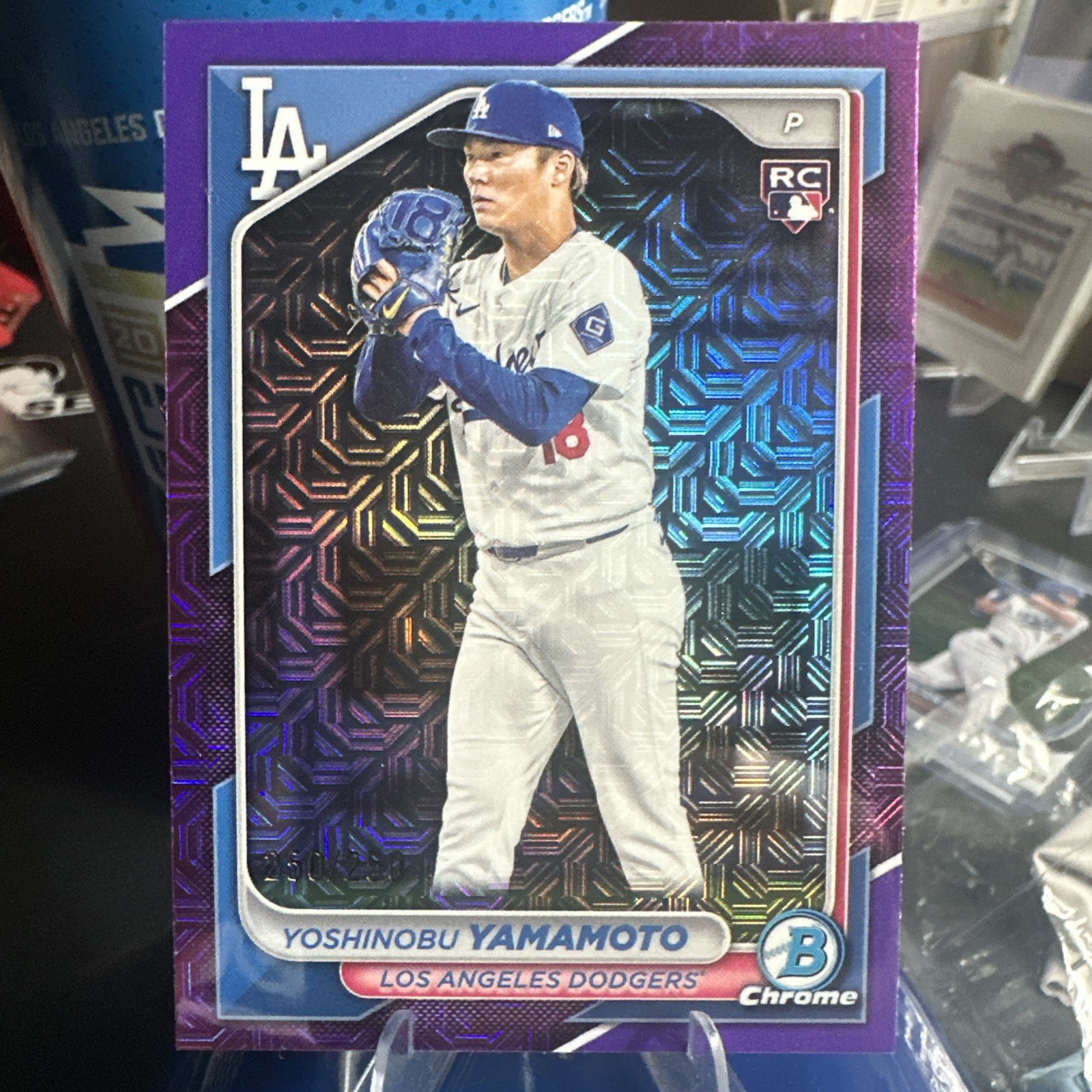 2024 Bowman Chrome Yoshinobu Yamamoto #73 Purple Mojo Refractor 250/250 (RC)