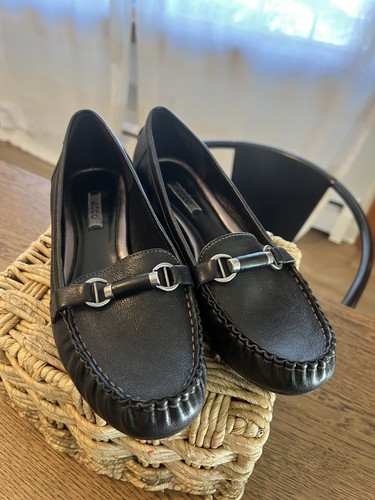 ECCO Classic Black Leather Loafers Flats Comfort Shoes Horse Bit EU40, US9/9.5