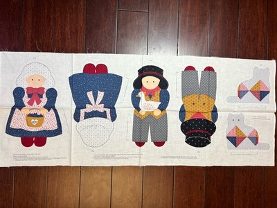 Jacob and Sarah Jane Plain Folk dolls & cat cut-n-sew fabric panels Cranston VIP