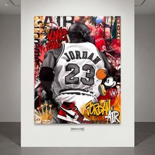 Quadro Pop Art/Graffiti NBA Michael Jordan, Chicago Bulls, vetro acrilico, tela