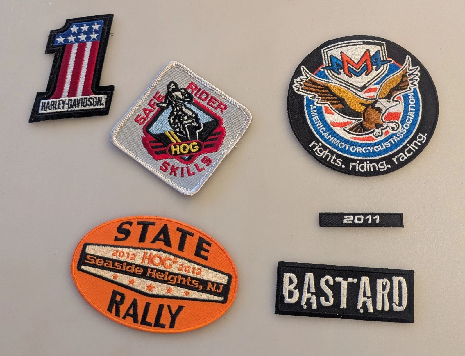 Motorcyclists patches. Set.