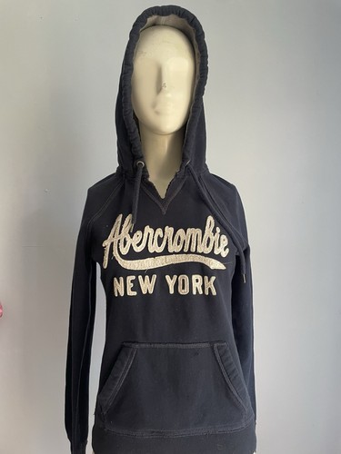 vintage abercrombie and fitch Navy Hoodie Girls M - Picture 2 of 9