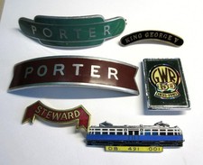 Job Lot of Vintage ENAMEL RAILWAY BADGES, PINS x7 - Porter x 2 +