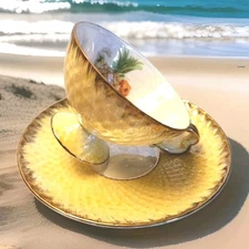 Beautiful Footed Yellow Demitasse Cup And Saucer Made In Japan 1962 Porcelain 