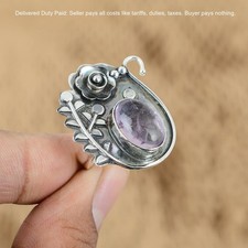 February African Amethyst Gemstone 925 Silver Handcrafted Sister Flower New Ring
