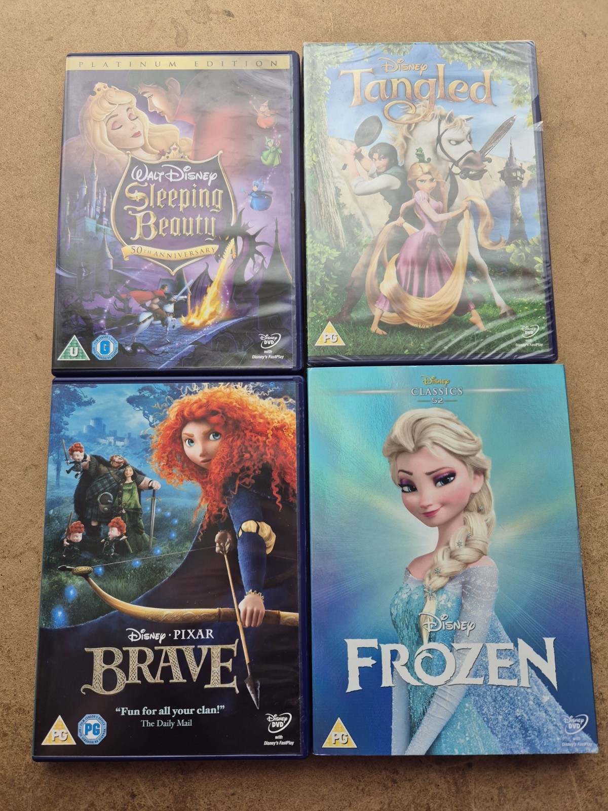 DISNEY PRINCESS DVD lot. 4 x DVD lot. Classic/ Modern Animations. Kids DVDs.