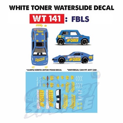 WT141 White Toner Waterslide Decals FBLS Universal For Scale 1:64 Hot Wheels