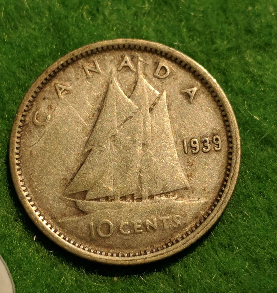 1939 Canadian Silver Dime – VF20 • WWII Period Coin • 80% Silver • KM# 33 - Image 2 of 4