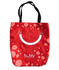 Bubly Sparking Water Tote Bag Limited Edition Red 19x17 Canvas Cherry Strawberry