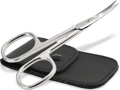 Profi Linkshänder Nagelhautschere Solingen Hautschere Schere gebogen mit Etui