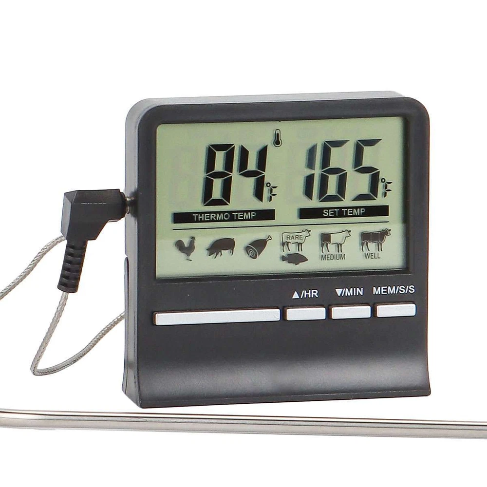 Meat Thermometer Digital Food Cooking Smoker Oven Grill Thermometer Black White Meat Thermometer Digital Food Cooking Smoker Oven Grill Thermometer Black White