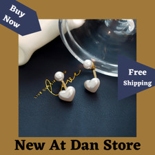 Simple Temperament Love Pearl Stud Earrings - Elegant Design for Any Occasion