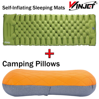 Lightweight 40D Portable Camping Self-Inflating Sleeping Pad+Camping Pillows