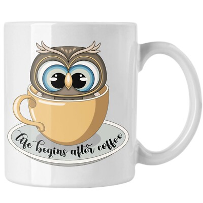 Trendation - Life Begins After Coffee Lustige Kaffeetasse für Kaffeeliebhaber Ge