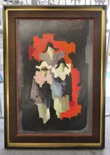 Cesarino Monti Gli Arlecchini Italian Artist Original Oil Painting Canvas Signed