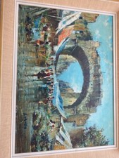 huile sur toile le marché aux fleurs Naples A . Vando 