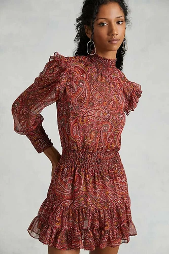 NWT Anthropologie Women MISA sz XL Gianna Smocked Mini Dress Bohemian $380