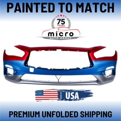 NEW Pick Your Color Front Bumper For 2018-2023 Infiniti Q50 Without Sensor Holes