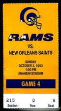 1993 FOOTBALL TICKET RAMS FALCONS JEROME BETTIS ROOKIE RC DEION SANDERS 2 INT!