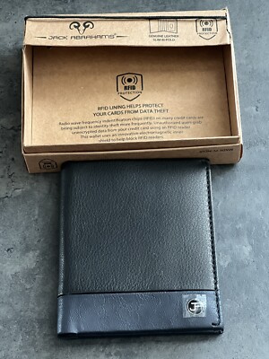 Men s Bi Fold Leather Wallet ~Jack Abrahams~ New, Opened Packaging Black