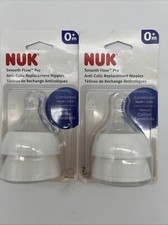 New Lot 2,4 Total NUK Smooth Flow Pro Anti-Colic Replacement Nipples 0 m FreeS H