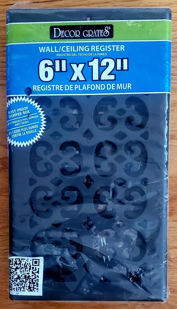 Ornamental Ceiling/Wall Register 6 x 12 Matte Black New | eBay