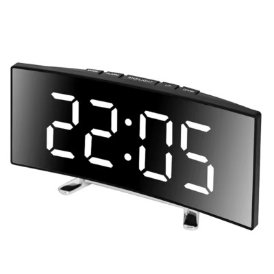 LED Digitaler Wecker Spiegelanzeige Geräuschlos Elektronische Uhr für Zuhause