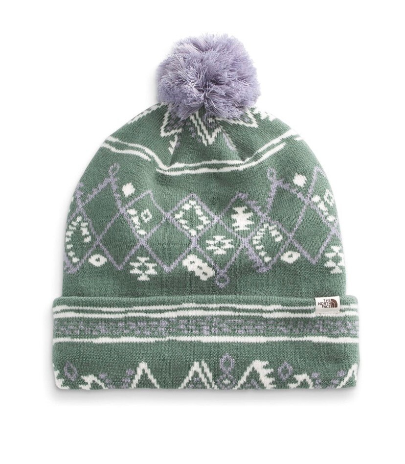 THE NORTH FACE Ski Tuke Pom Hat / Laurel Wreath Green Kilim Geo Medium ...