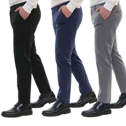 Pantaloni Uomo Estivi Cotone Chino Slim Fit Elegante Tasche America | eBay