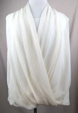 Lafayette 148 Silk Gauze Over Satin Tank Sleeveless Bubble Hem Top Cream LARGE