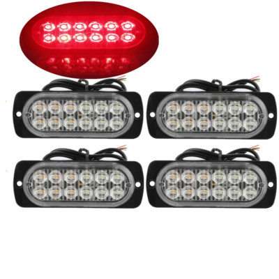 4X12LED Auto Strobe Notfall Lampen Aufputz Blinkende Lichter für LKW Rot