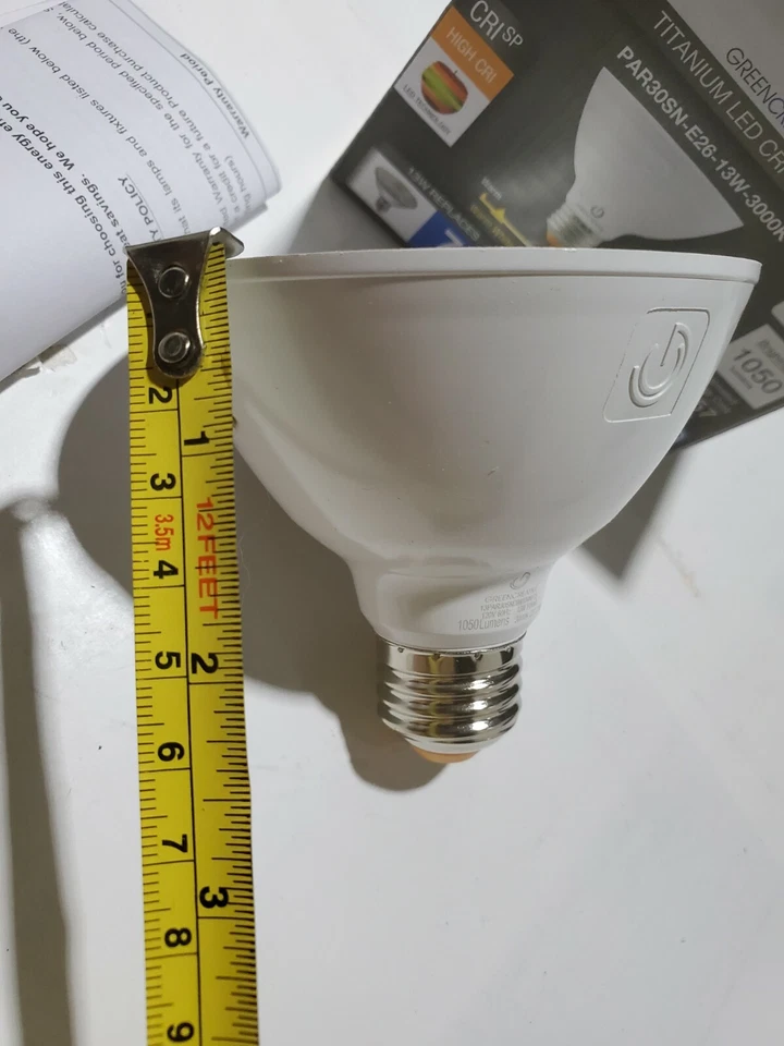 6) Green Creative 13W LED Light Bulbs Dimmable Flood PAR30 Short Neck 3000K 25° - Image 3 of 4