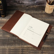 Retro Genuine Leather Book Cover A5 B5 Notebook Case-Protect Cover w/ Pen Holder