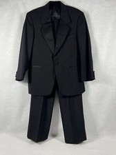 Gianelli 2PC Tuxedo Suit Men  s 38S Black Wool Blend Blazer 2 Buttons