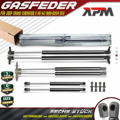 6x Gasfeder Heckklappe Motorhaube Heckscheibe für Jeep Grand Cherokee II WG WJ