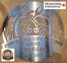 Stainless Steel Custom BBQ Grill Smoker 30cm sign add your own text