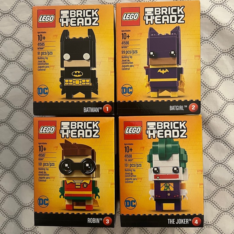 RETIRED LEGO BrickHeadz DC Comics Super Heroes 41585, 41586, 41587 & 41588. NEW!