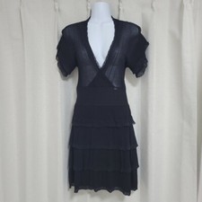 CHANEL "P30389K00408" Ruffled Cache-Coeur Dress Black 36
